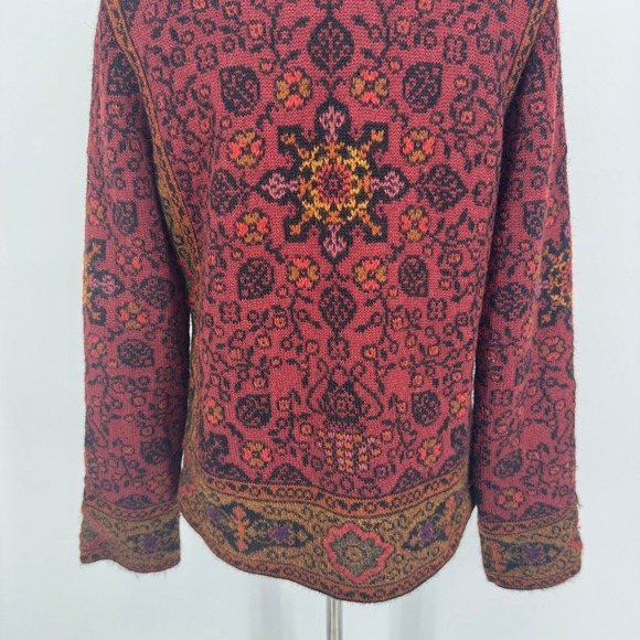 Peruvian Connection 100% Alpaca Mandarin Spice Jacket Size Medium Red Boho Artsy - Picture 8 of 11